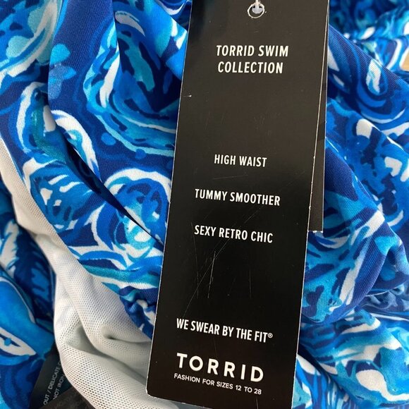 Torrid High Rise Ruched‎ Swim Bikini Bottom 4X Paisley Blue NWT SW-1809 - Picture 6 of 11